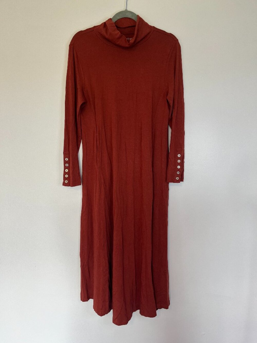 Soft Surroundings Santiago Red Long Sleeve Velvet Turtleneck Maxi Dress